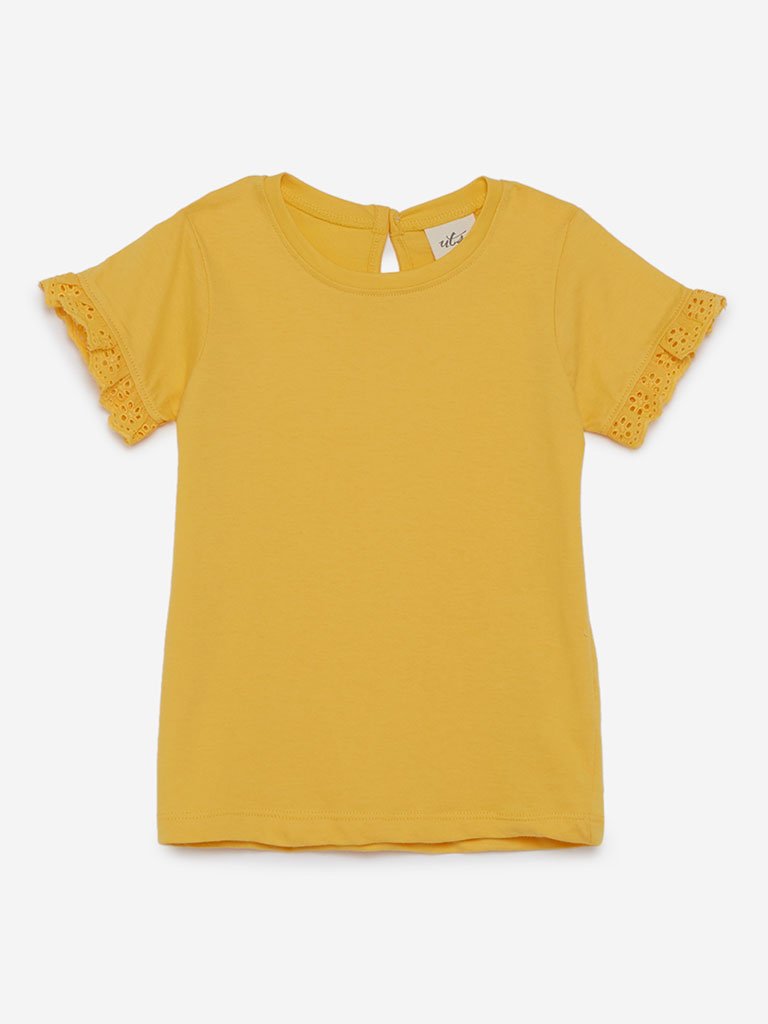 Utsa Kids Yellow Ruffled T-Shirt