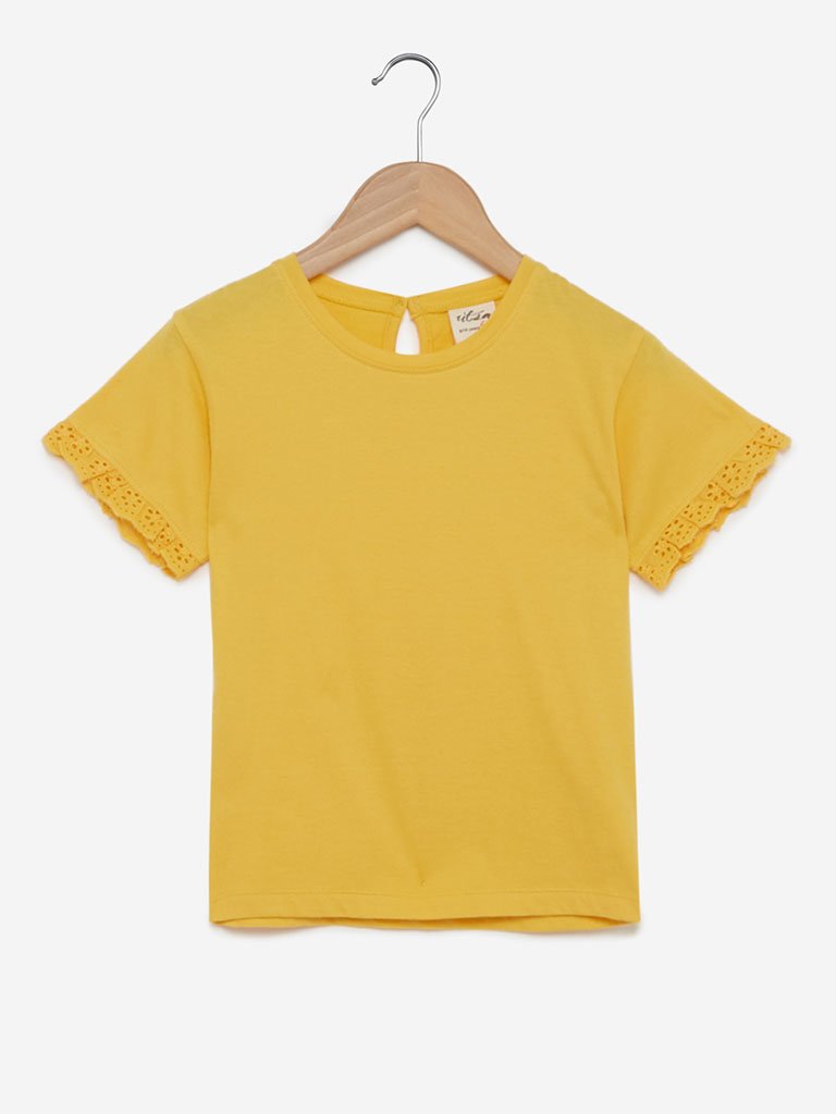 Utsa Kids Yellow Ruffled T-Shirt