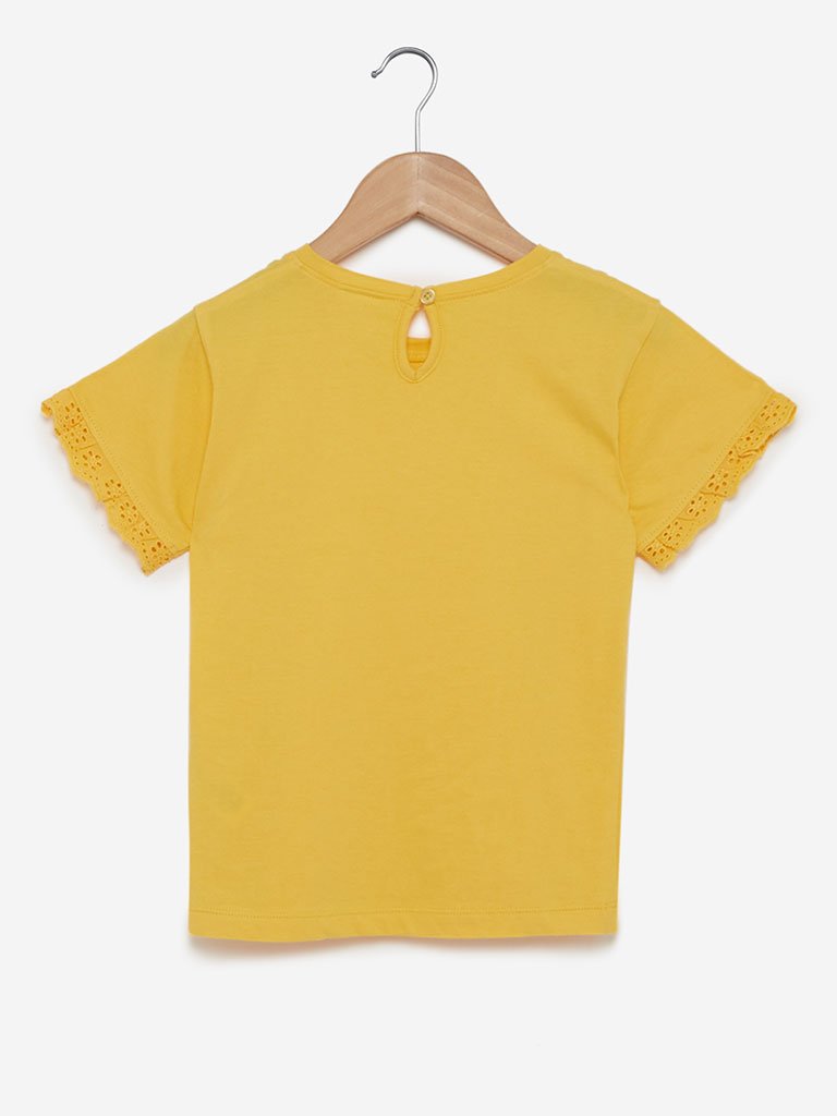 Utsa Kids Yellow Ruffled T-Shirt