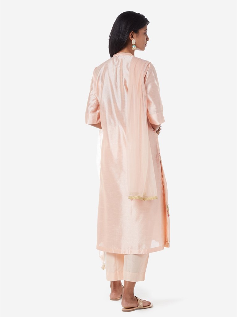 Vark Peach A-line Kurta And Palazzos Set