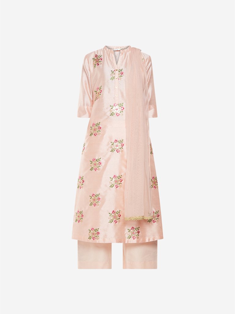 Vark Peach A-line Kurta And Palazzos Set