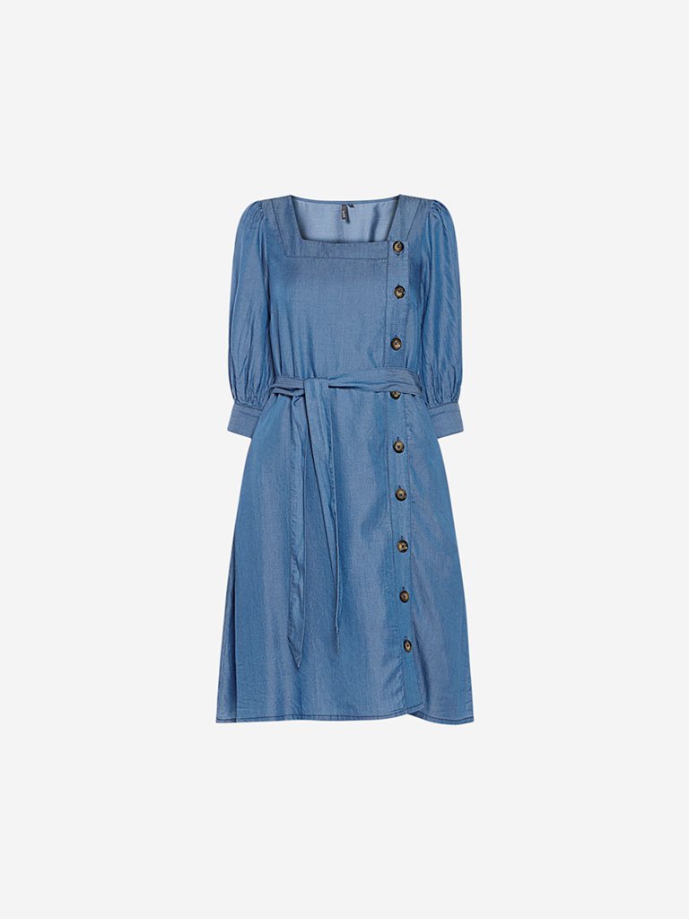 LOV Blue Chambray Dean Dress With Belt