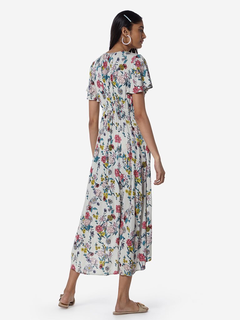 LOV Off-White Floral Candy High-Low Dress