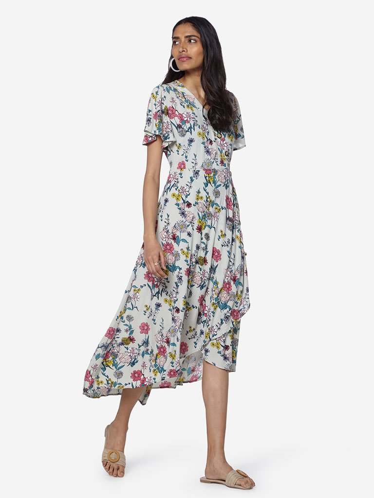 LOV Off-White Floral Candy High-Low Dress