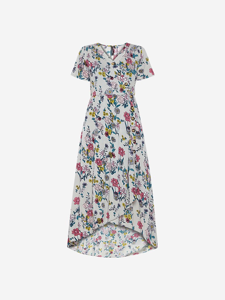 LOV Off-White Floral Candy High-Low Dress