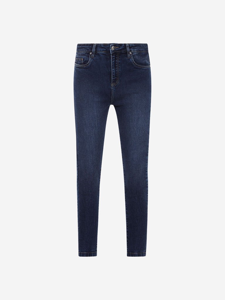 LOV Dark-Blue Jamie Cropped Jeans