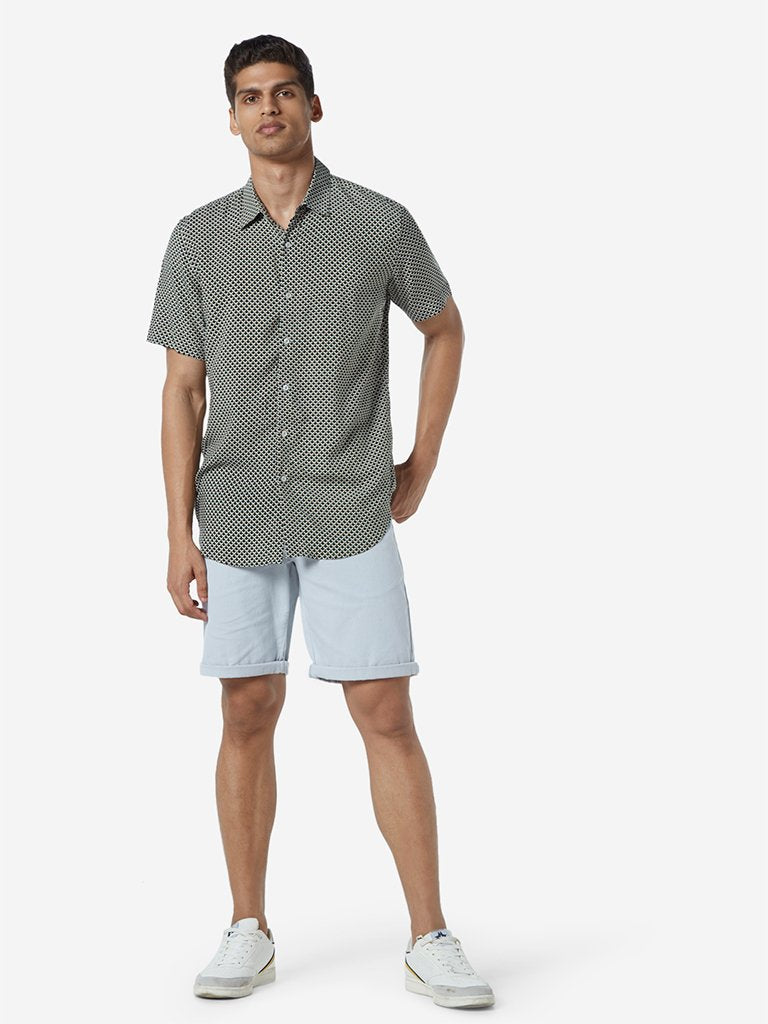 Ascot Green Circular Print Slim Fit Shirt