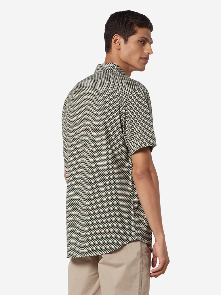 Ascot Green Circular Print Slim Fit Shirt