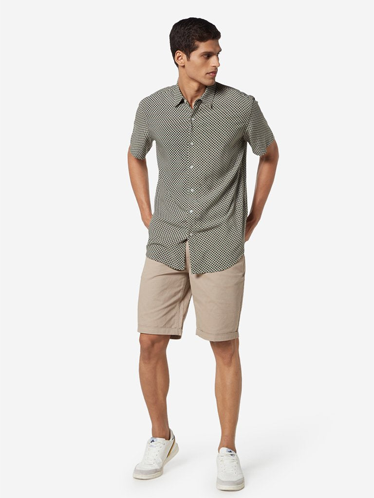 Ascot Green Circular Print Slim Fit Shirt