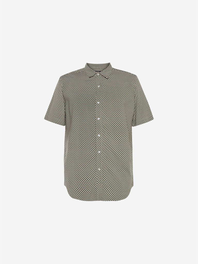 Ascot Green Circular Print Slim Fit Shirt