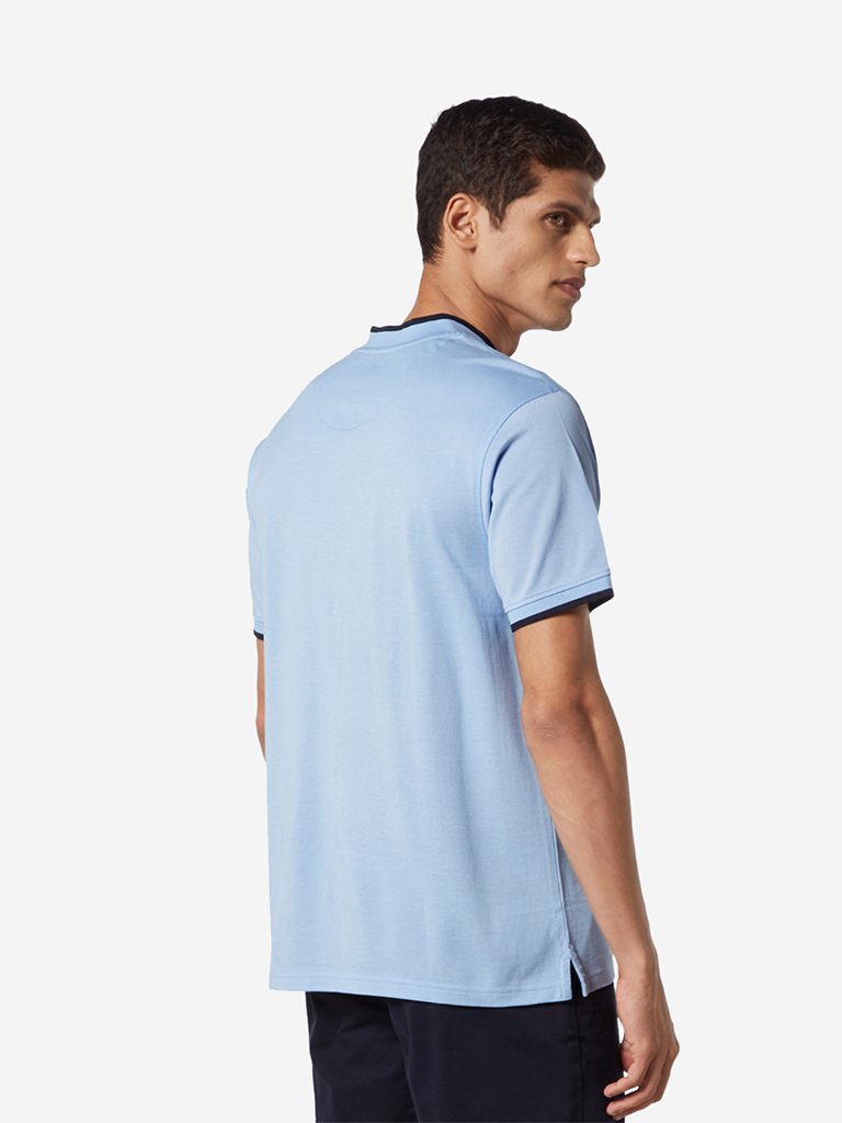 Ascot Light Blue Slim Fit Pure-Cotton T-Shirt