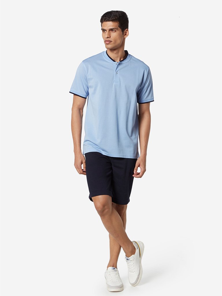 Ascot Light Blue Slim Fit Pure-Cotton T-Shirt
