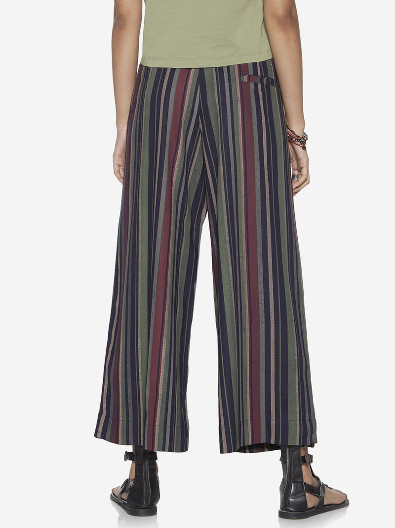 Bombay Paisley Navy Stripe Belted Palazzos