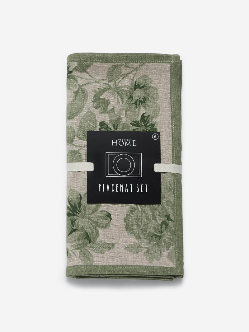 Westside Home Green Floral Print Placemat Set of Six