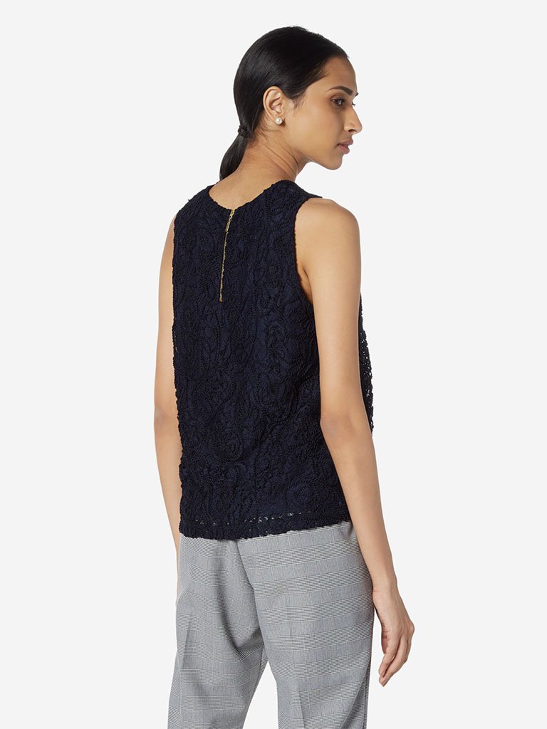 Wardrobe Navy Cord Detailed Nikki Top