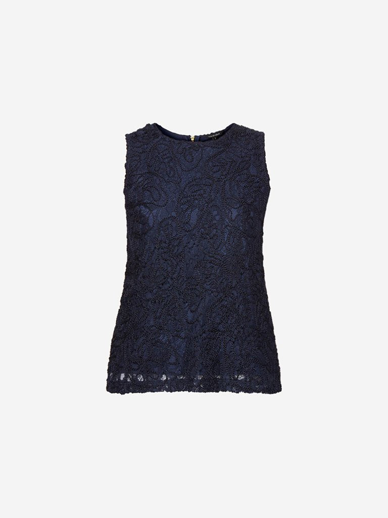 Wardrobe Navy Cord Detailed Nikki Top