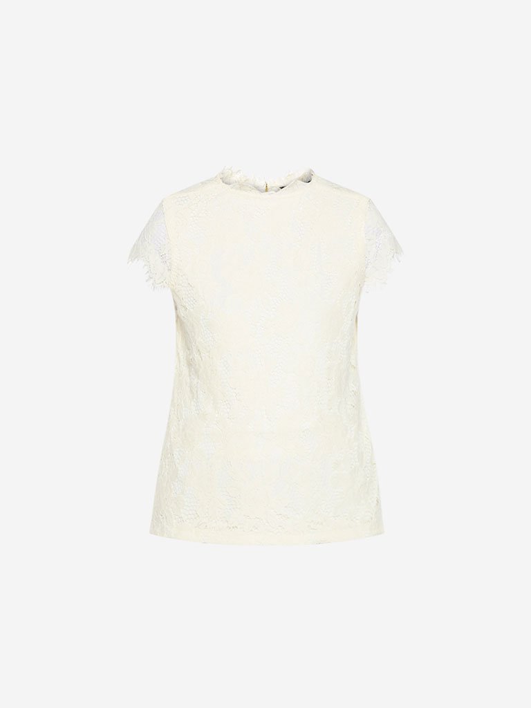 Wardrobe Off White Lace Kylie Top
