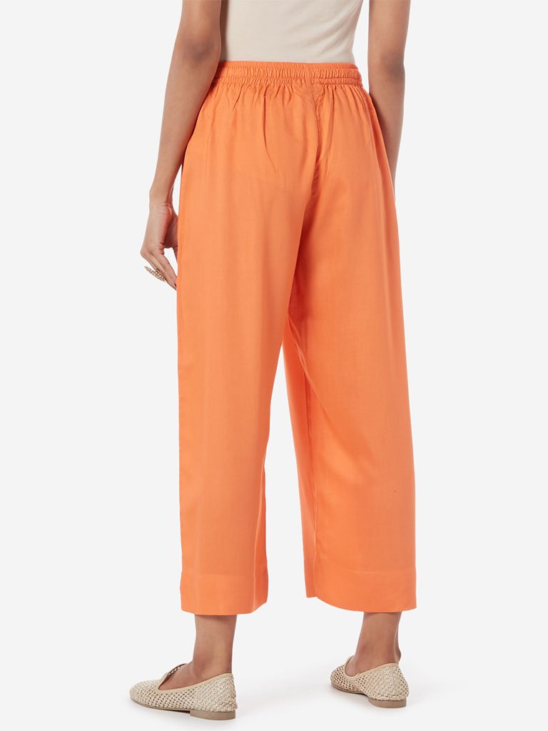 Utsa Orange Cropped Palazzos