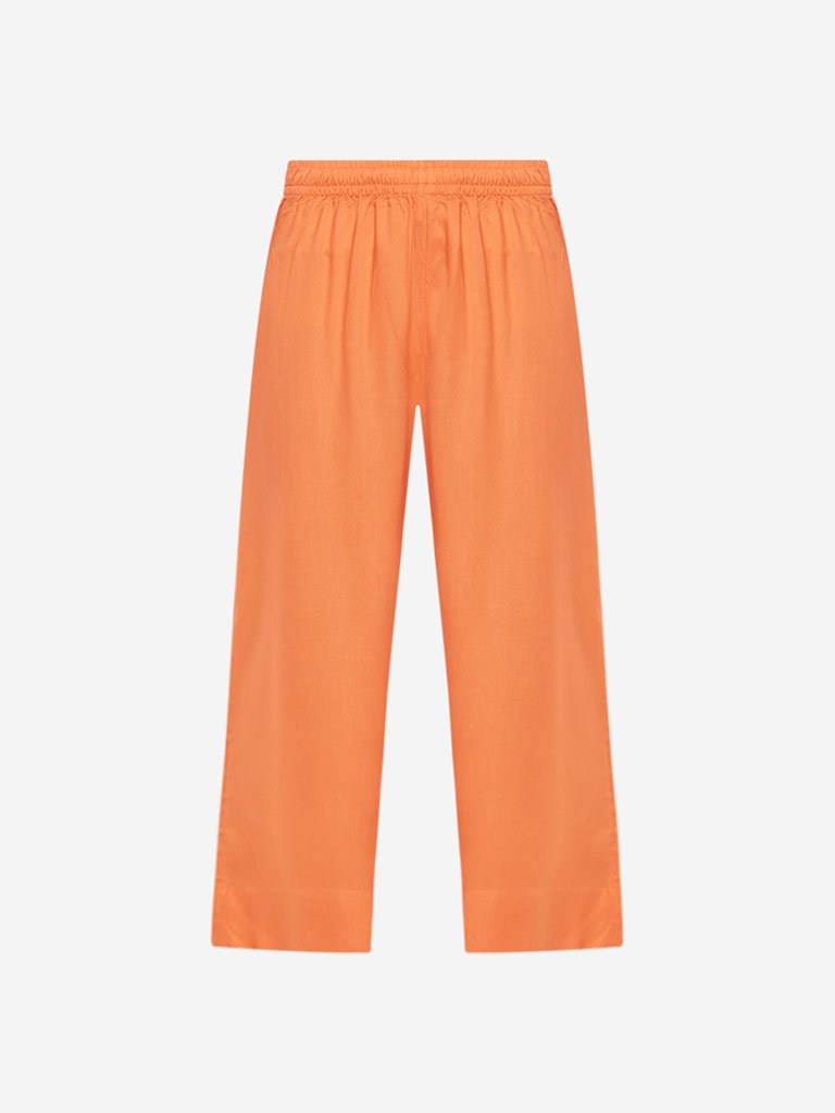 Utsa Orange Cropped Palazzos