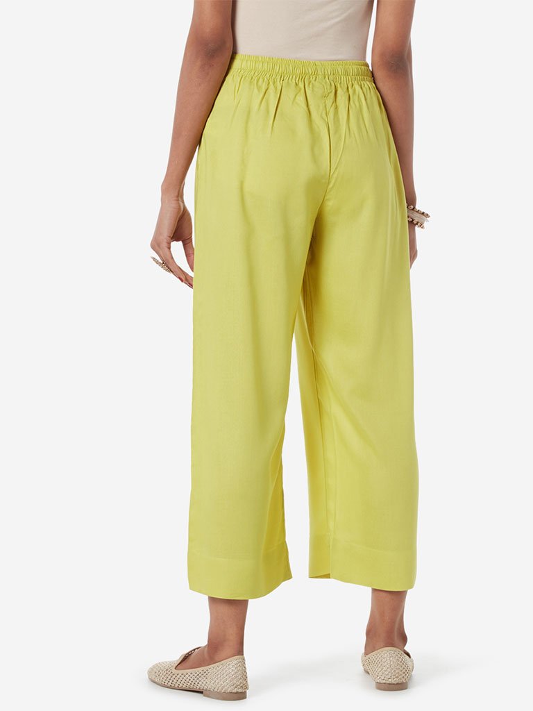 Utsa Lime Cropped Palazzos