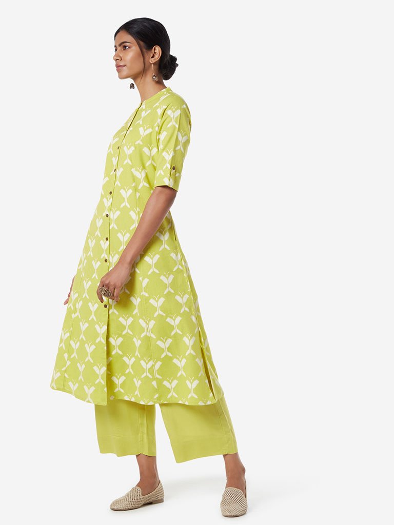 Utsa Lime Cropped Palazzos