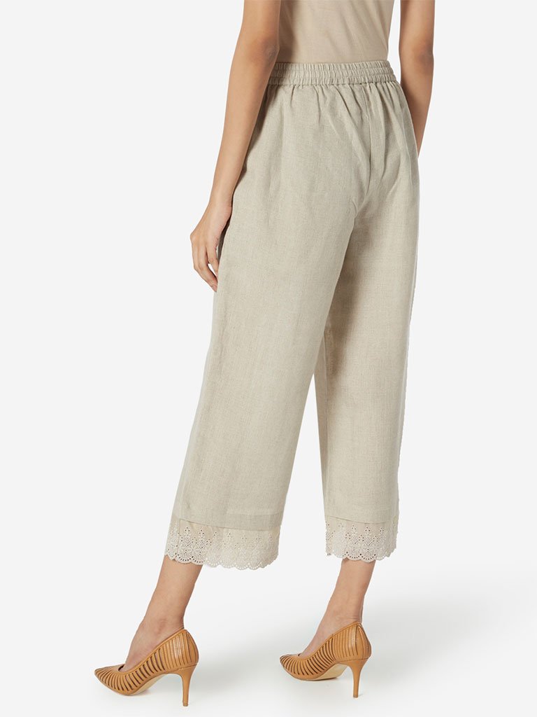 Zuba Ecru Lace Design Palazzos