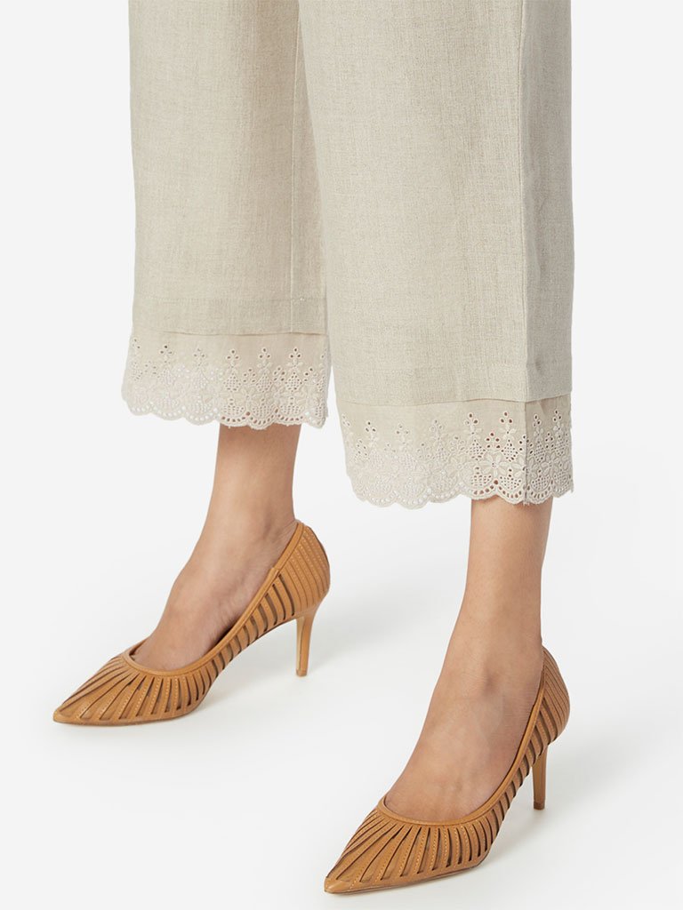 Zuba Ecru Lace Design Palazzos