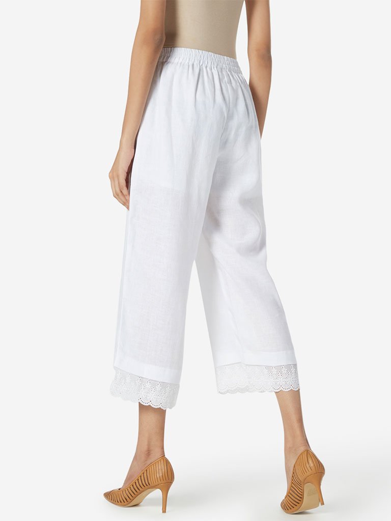 Zuba White Lace Design Palazzos