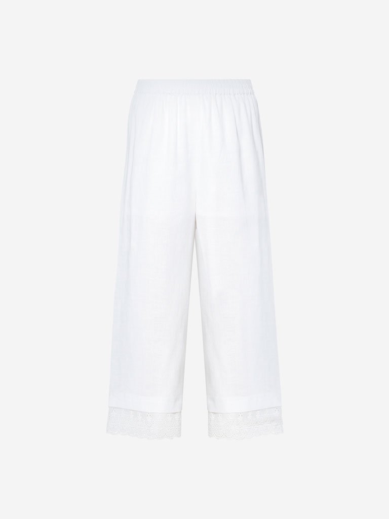 Zuba White Lace Design Palazzos