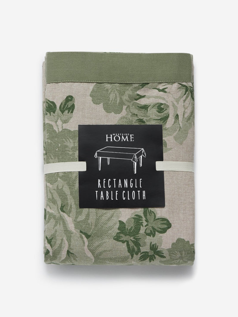 Westside Home Green Rectangular Floral Print Tablecloth