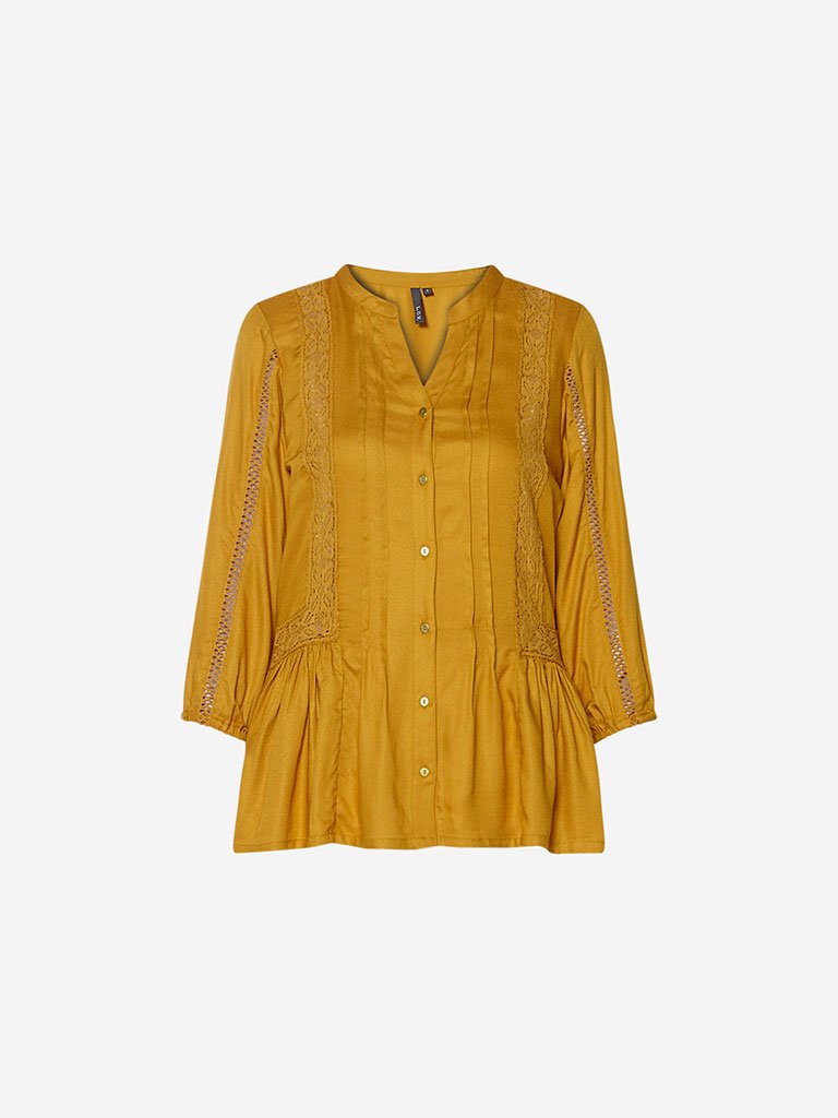 LOV Mustard Lace Detailed Lyka Top