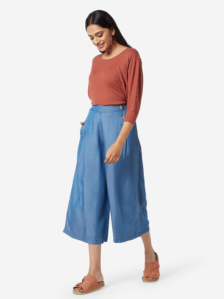 LOV Blue Zen Chambray Culottes