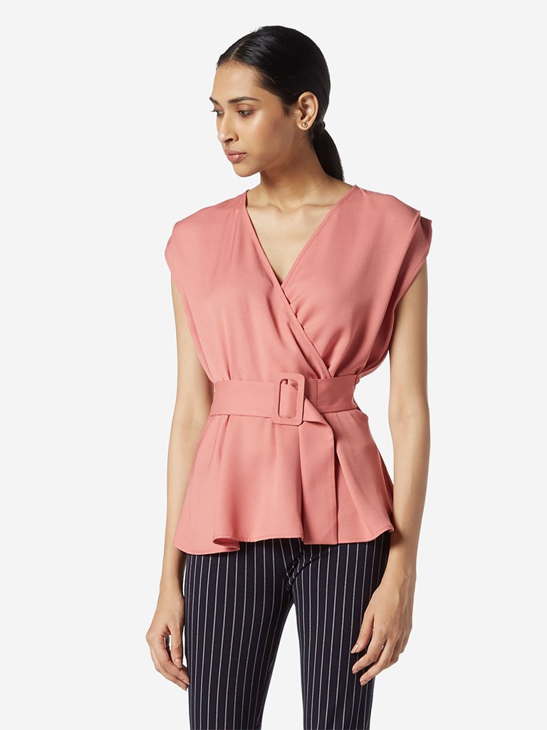 Wardrobe Dusty Pink V-Neck Cara Top