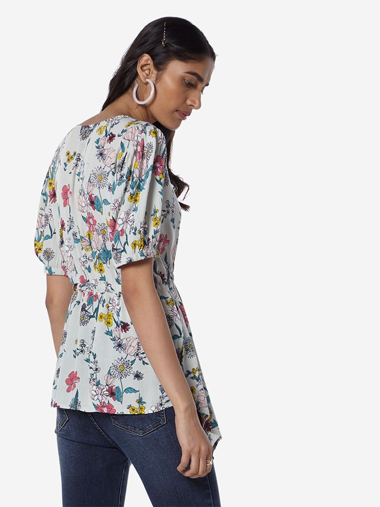 LOV Off-White Floral Patterned Top