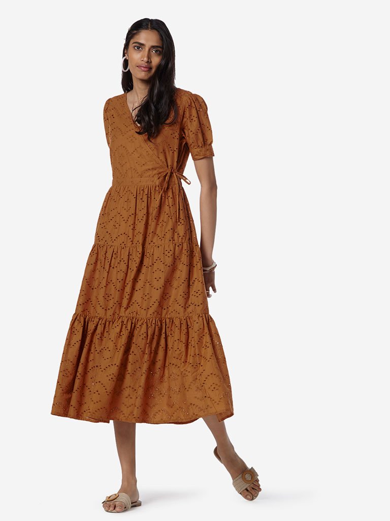 LOV Tan Cut-Out Detailed Naomi Dress