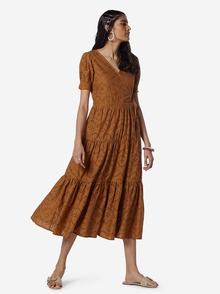 LOV Tan Cut-Out Detailed Naomi Dress