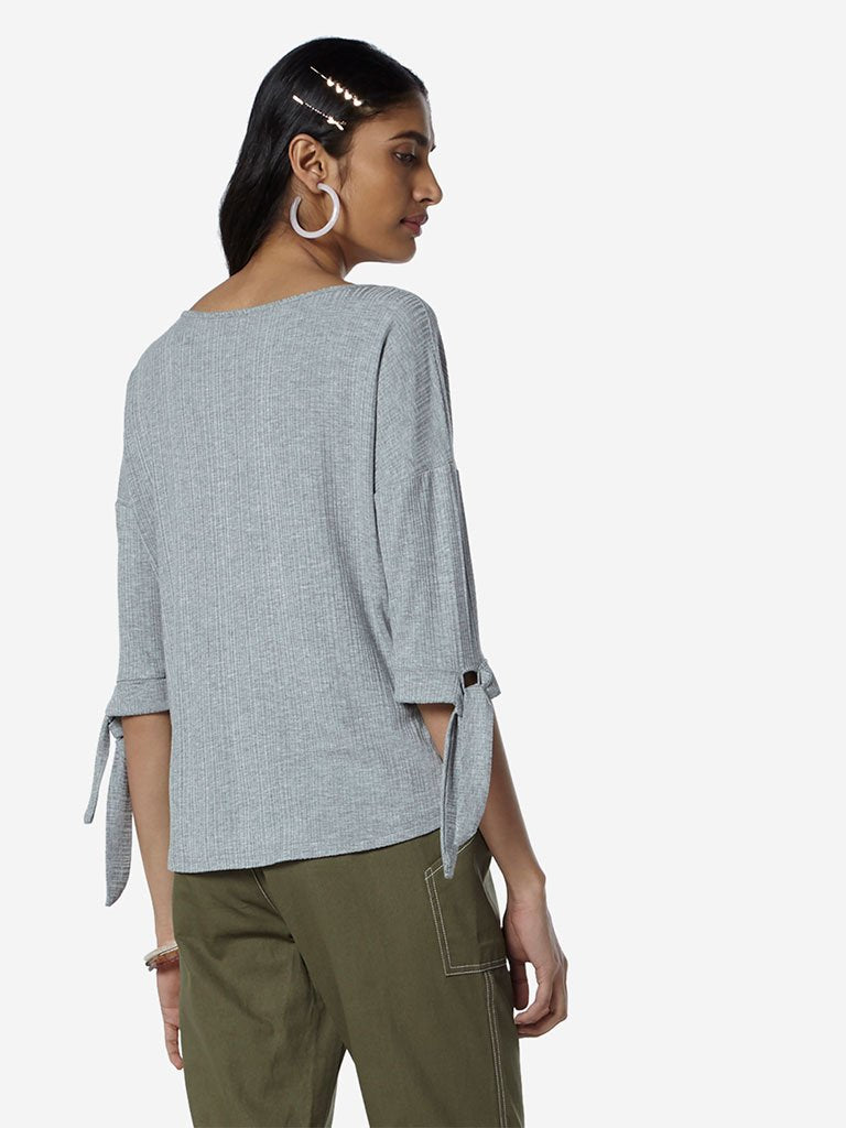 LOV Grey High-Low Salomi Top