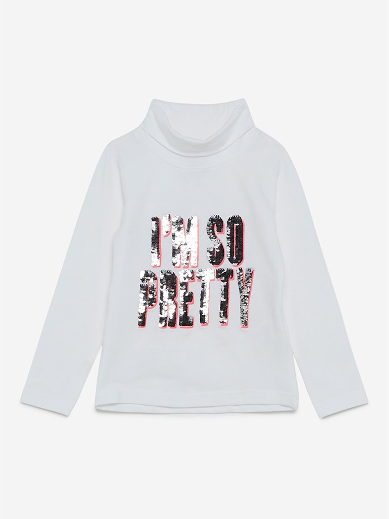 HOP Kids White Sequinned Top