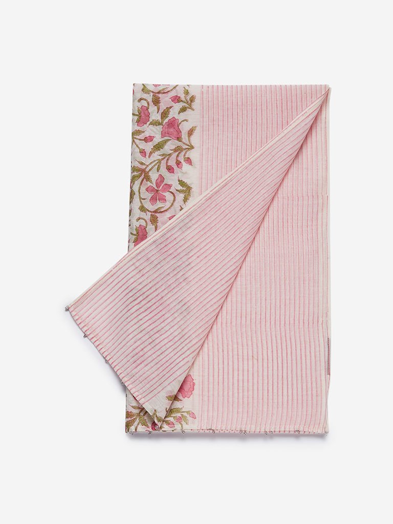 Zuba Light Pink Floral Patterned Stole