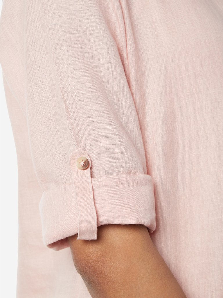 Zuba Light Pink Linen Ethnic Top