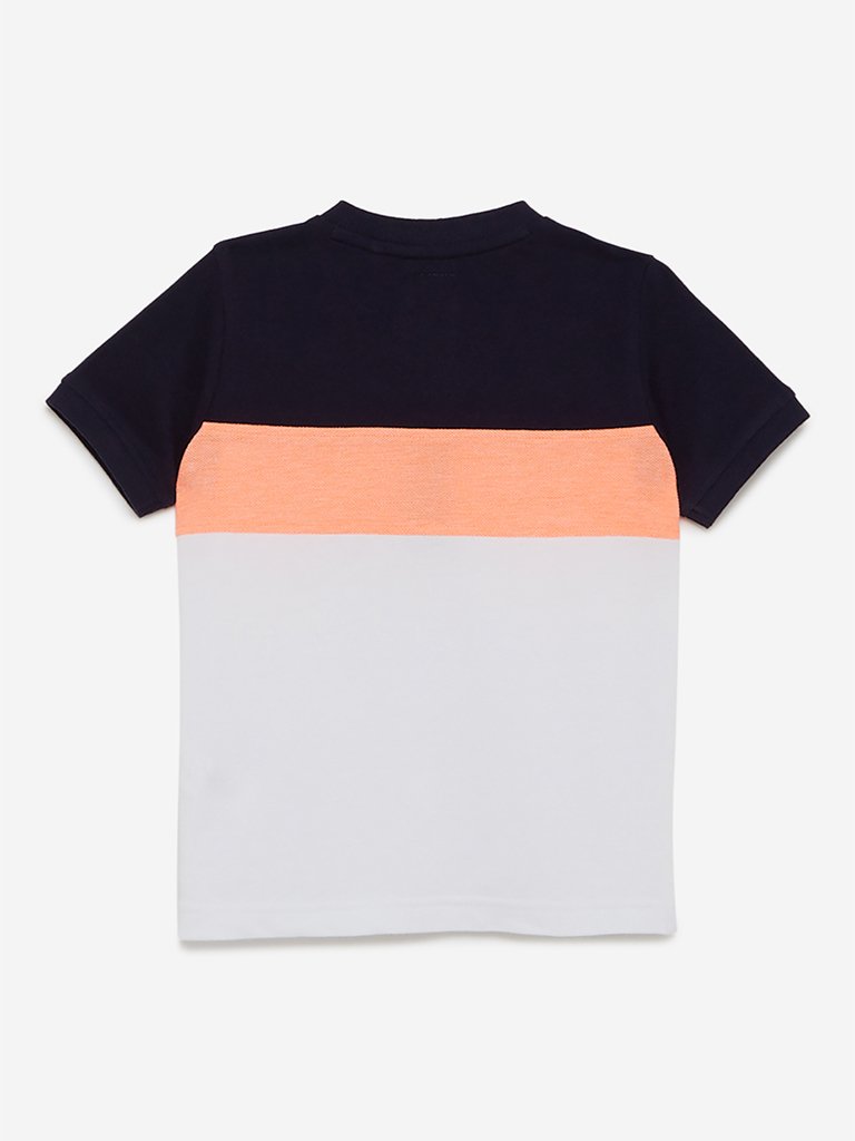 HOP Kids Orange Colour-Block T-Shirt