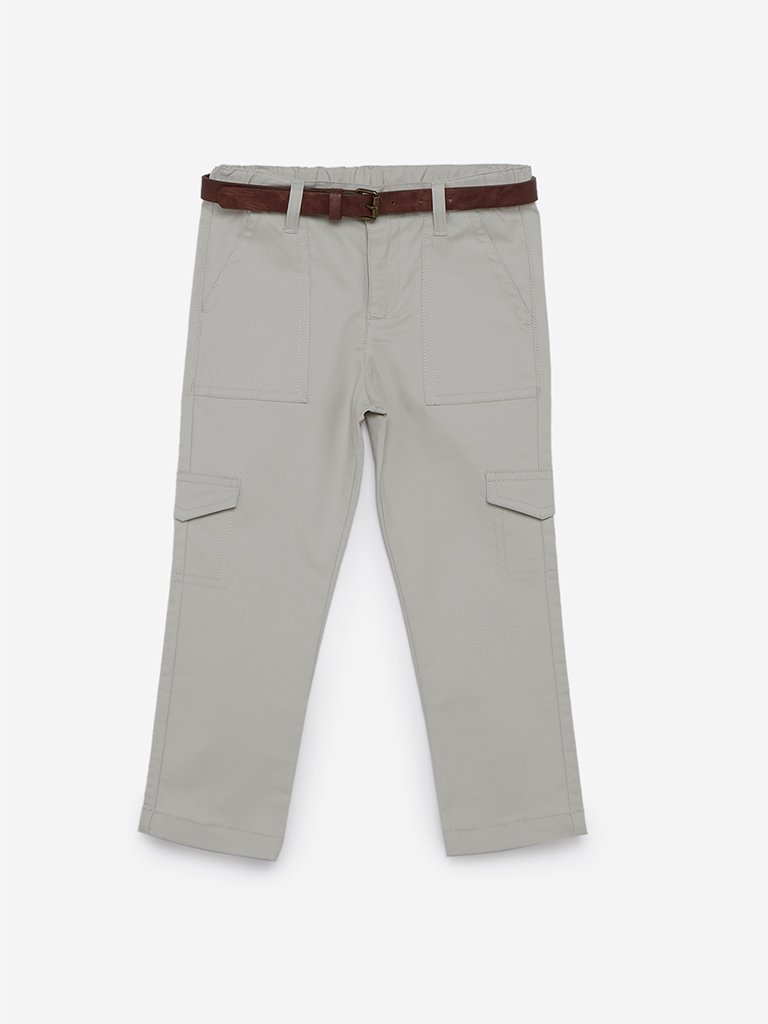 HOP Kids Ecru Jetson Trousers With Belt