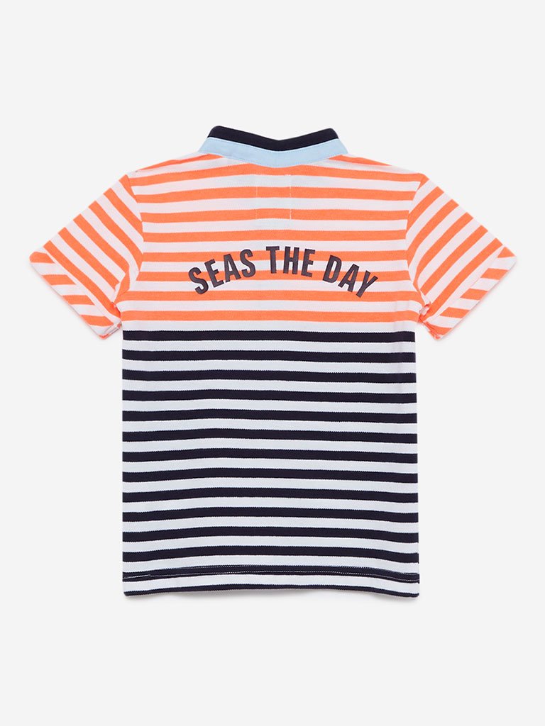 HOP Kids Neon Orange Striped T-Shirt