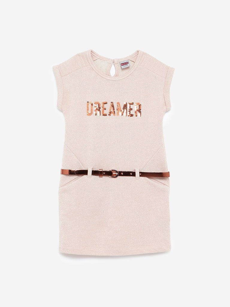 HOP Kids Peach Karen Dress With Belt
