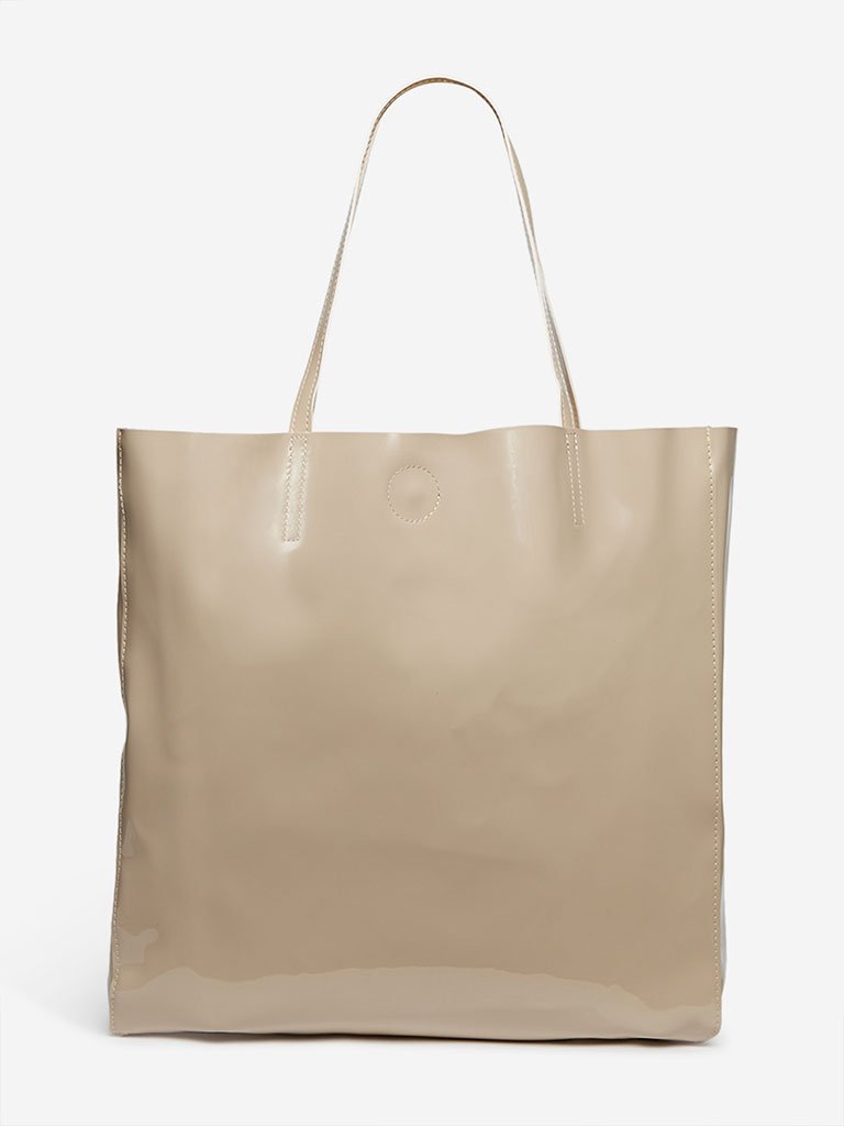 LOV Beige Glossy Tote Bag