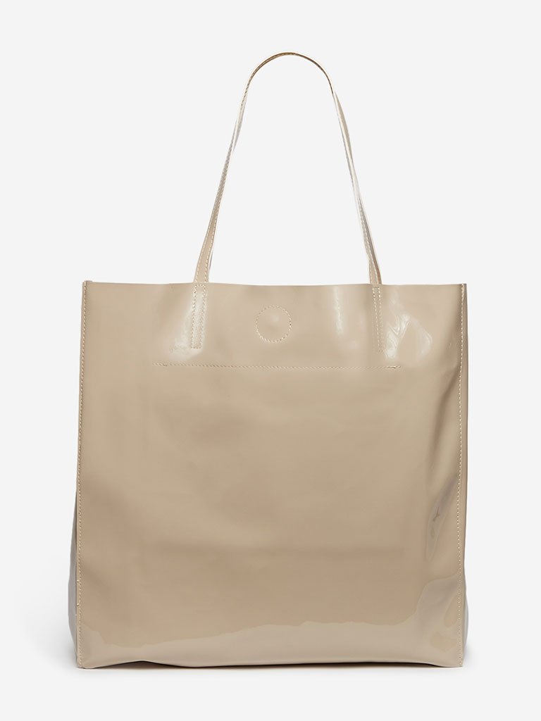 LOV Beige Glossy Tote Bag