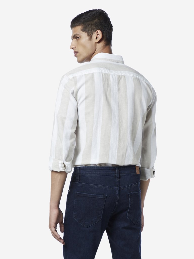 Ascot White Striped Relaxed Fit Shirt