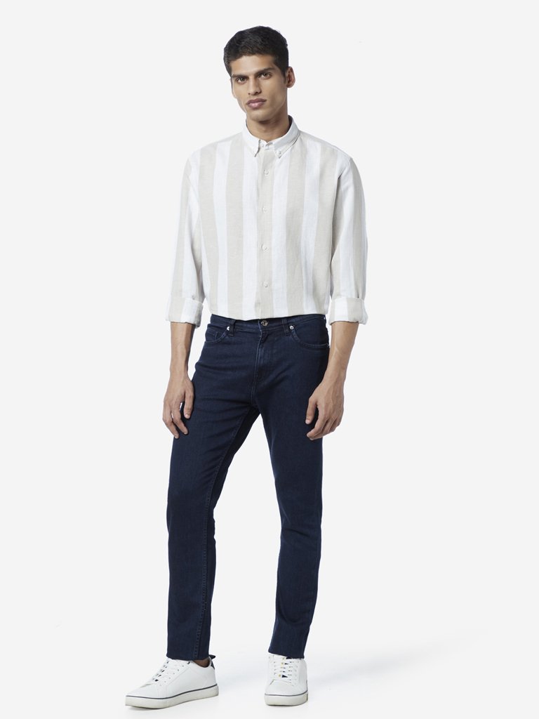 Ascot White Striped Relaxed Fit Shirt