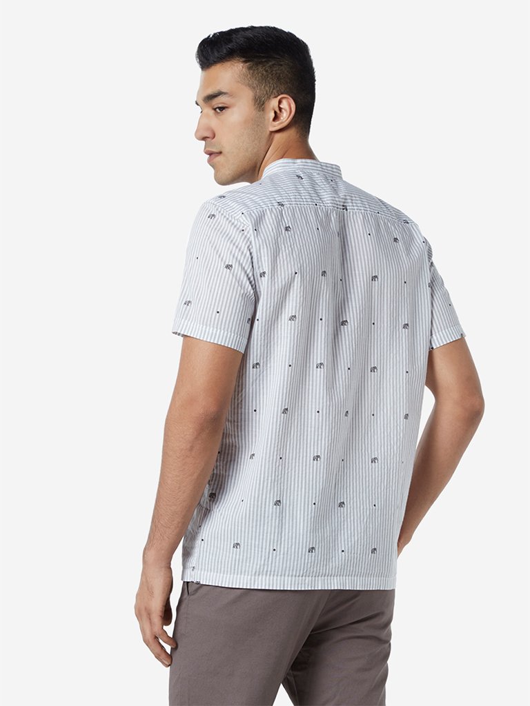 ETA Off White Striped Slim Fit Shirt