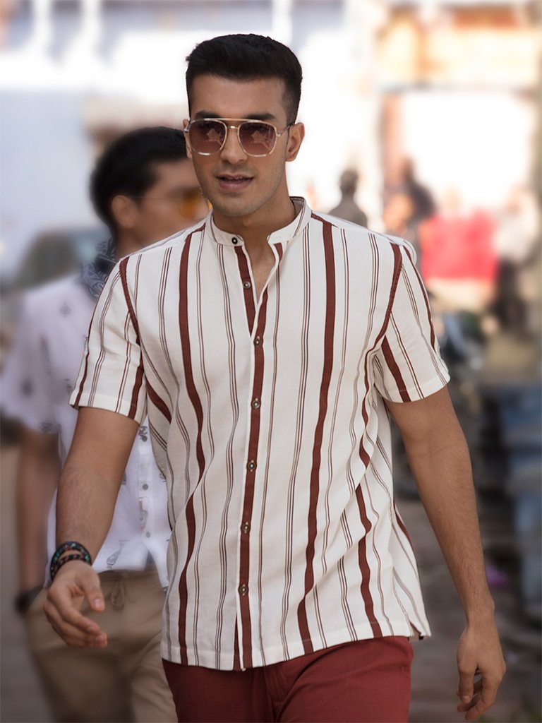 ETA Off White Striped Resort Fit Shirt